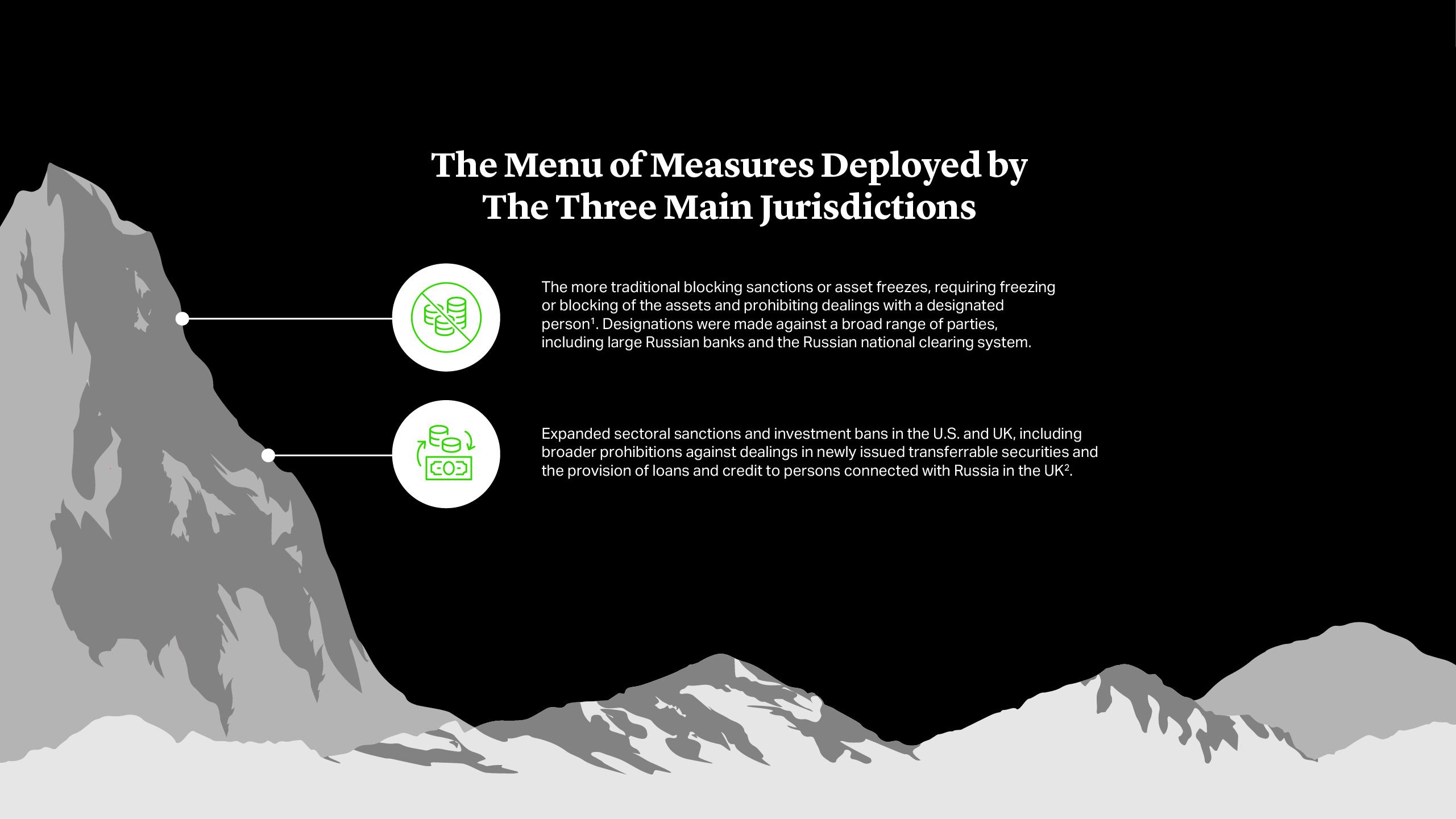 The Menu of Measures Deployed by The Three Main Jurisdictions