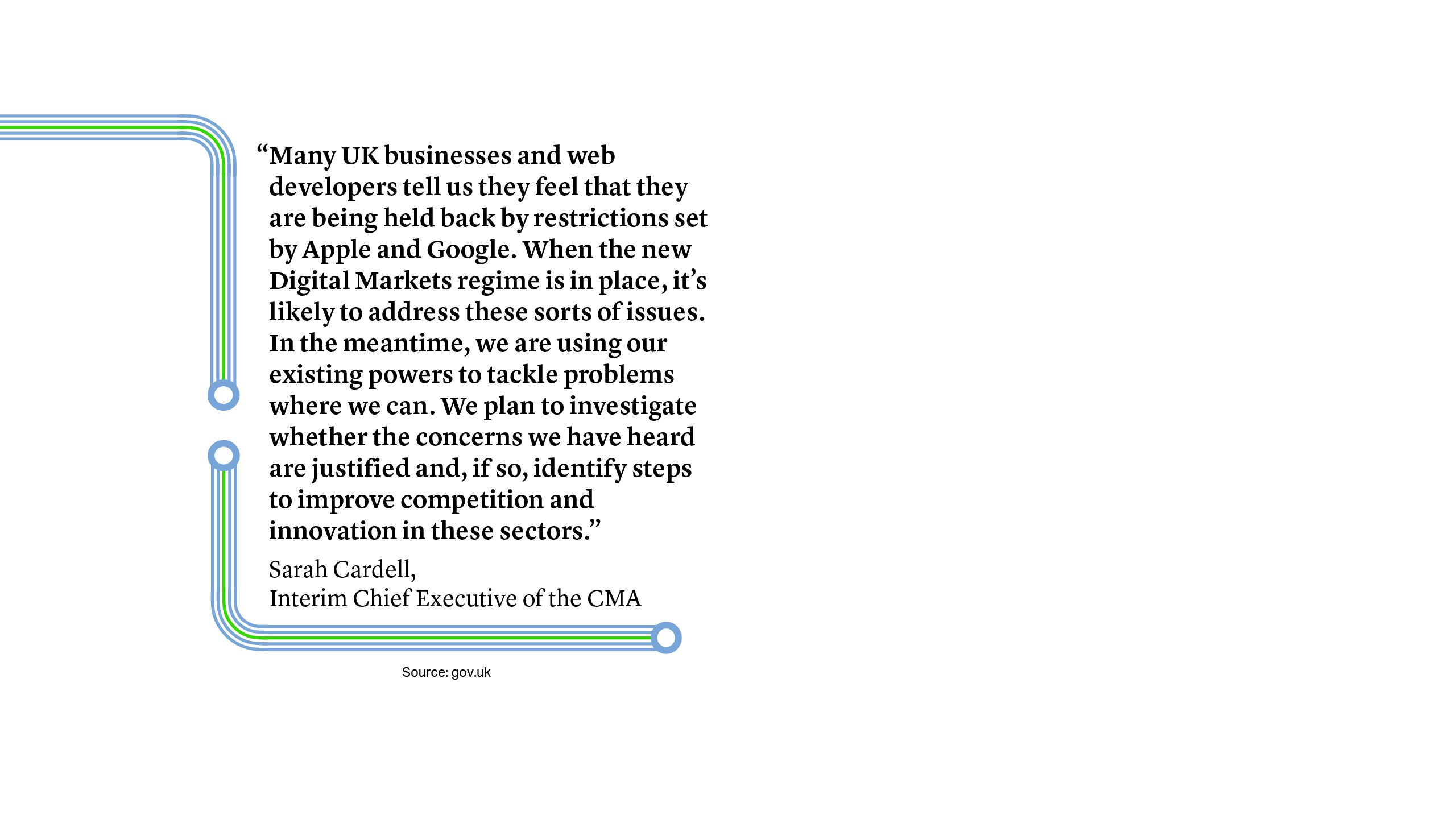 We want to make sure that UK consumers get the best new mobile data services, and that UK developers can invest in innovative new apps