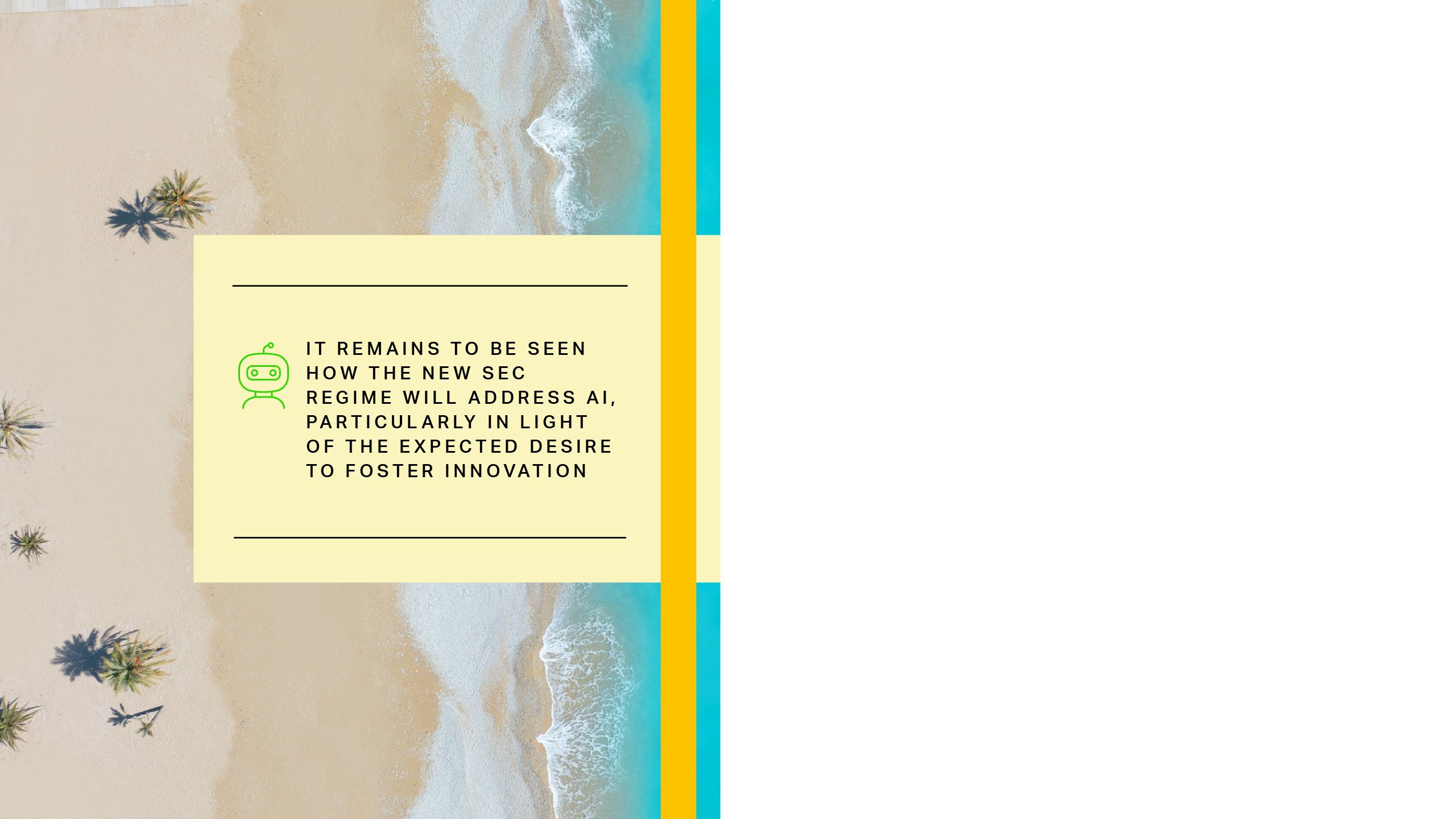 It remains to be seen how the new SEC regime will address AI, particularly in light of the expected desire to foster innovation